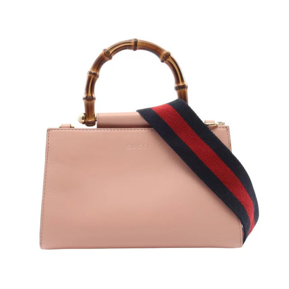 Gucci Bamboo Handbag Leather Pink